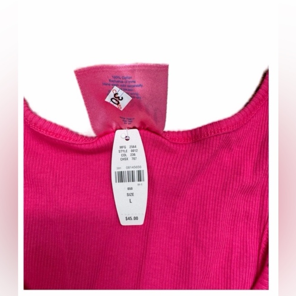 NWT VINTAGE 🩷 VICTORIA’S SECRET 🎀POUT Pink Tank Swing Top Green Lace Trim sz L - Picture 3 of 5